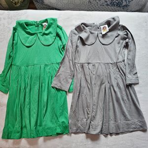 NWOT Monkey Motion Baby Girl Dress x 2 Green & Gray Natural Soft Fabric sz18-24m